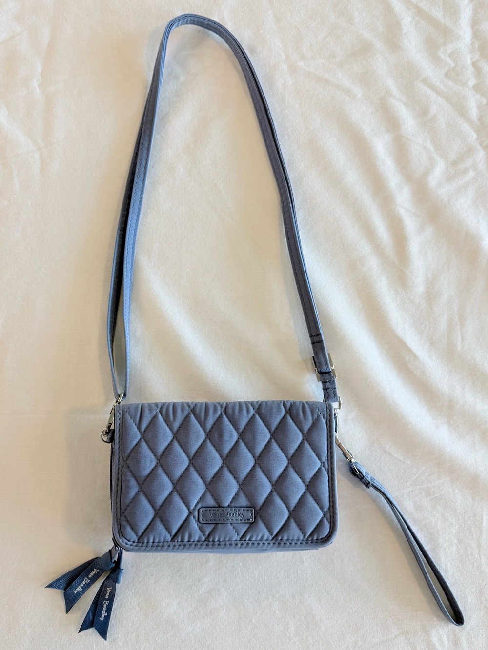 Vera Bradley 3-in-1 RFID Crossbody Wallet Clutch Carbon Blue Quilted